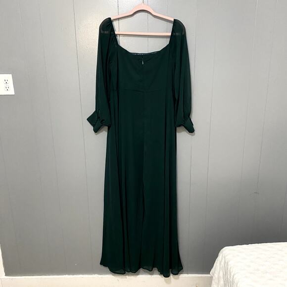 NWOT Lulus Feel the Romance Emerald Green Off-the-Shoulder Maxi Dress 1X - Picture 5 of 9
